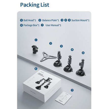 Car Mount For Action Camera With Suction Cup