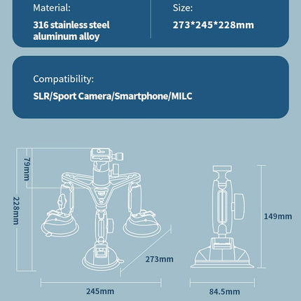 Car Mount For Action Camera With Suction Cup