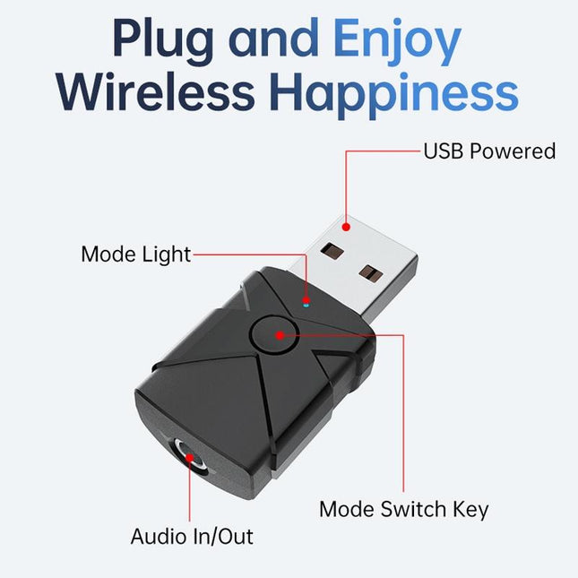 5-In-1 Usb Bluetooth 5.2 Car Receiver / Transmitter