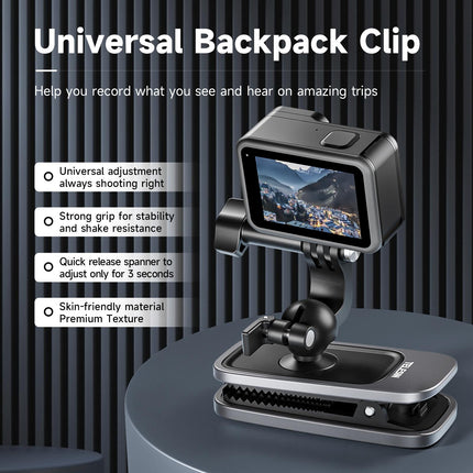 360 Degree Backpack Clip Mount For Action Camera - Rotating