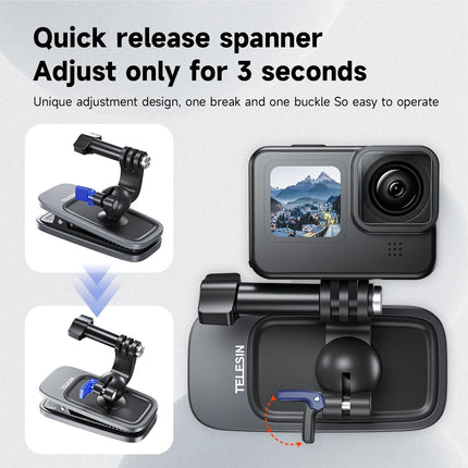 360 Degree Backpack Clip Mount For Action Camera - Rotating