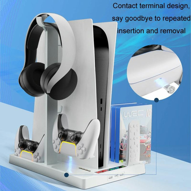 Ps5 Cooling Handle With Charging Base And Disc Storage Rack - White