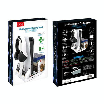 Ps5 Cooling Handle With Charging Base And Disc Storage Rack - White