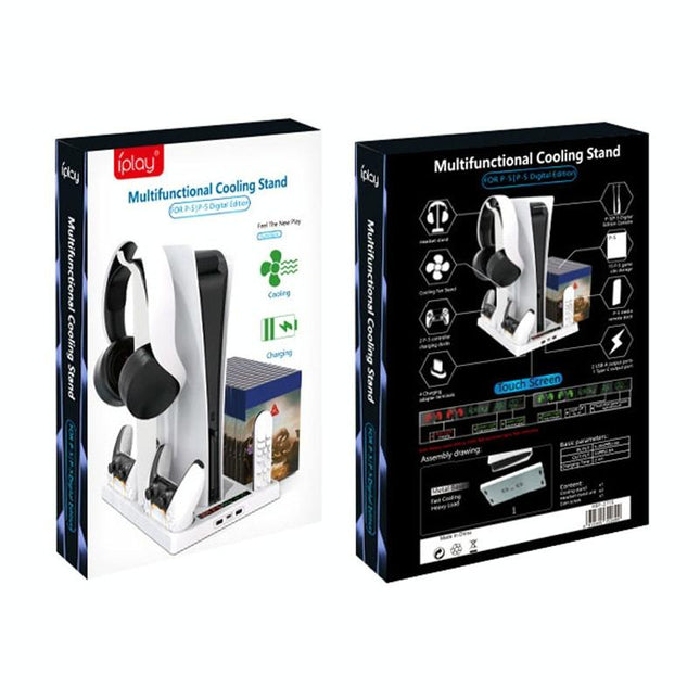 Ps5 Cooling Handle With Charging Base And Disc Storage Rack - White