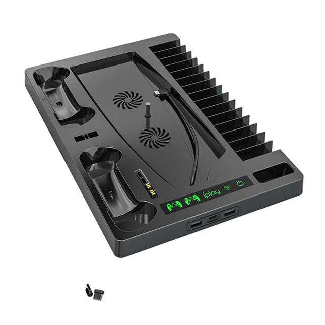 Ps5 Cooling Fan Base With Charging Stand And Disc Holder - Black