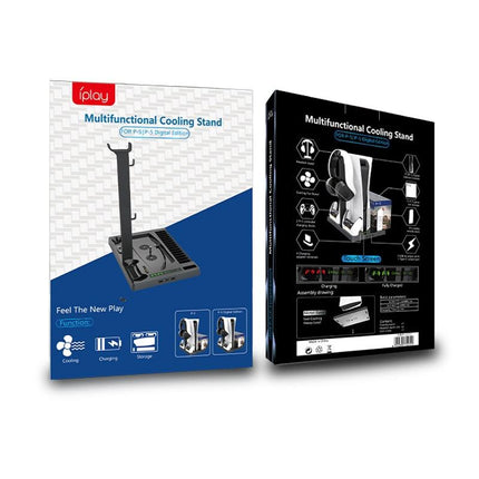 Ps5 Cooling Fan Base With Charging Stand And Disc Holder - Black