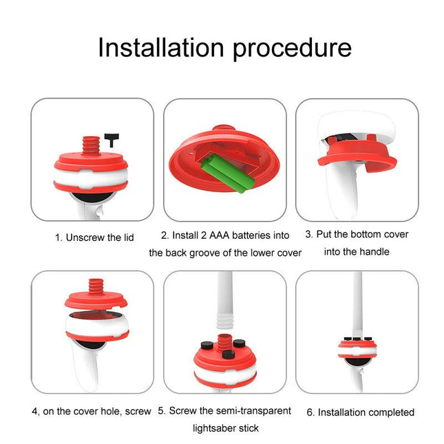 Meta Quest Handle Lightsaber Pair With Vr Motion Rhythm - Red / Blue