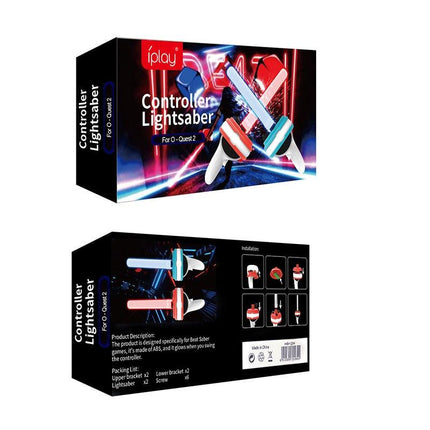 Meta Quest Handle Lightsaber Pair With Vr Motion Rhythm - Red / Blue