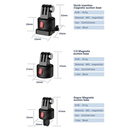 3-Piece Magnetic Gimbal Base Adapter For Gopro / Insta360 Go 3 Action Camera