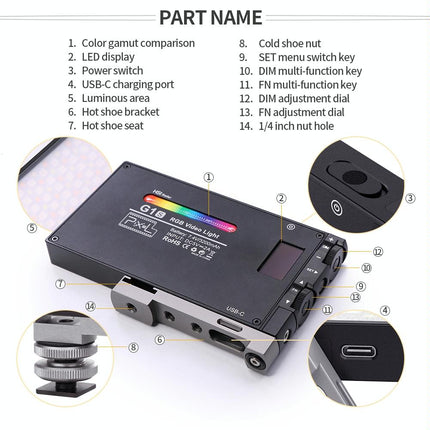 Mini Rgb Fill Light Set For Pixel G1S Camera