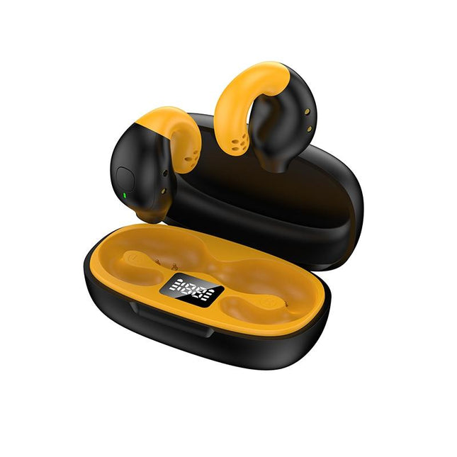 Wireless Ear Clip Bluetooth Headset With Led Display - Noise Reduction