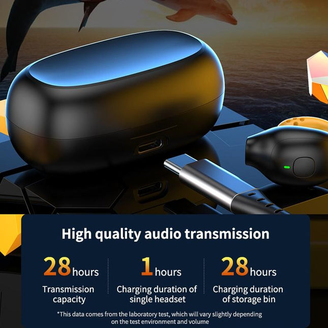 Wireless Ear Clip Bluetooth Headset With Led Display - Noise Reduction