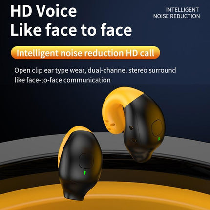 Wireless Ear Clip Bluetooth Headset With Led Display - Noise Reduction