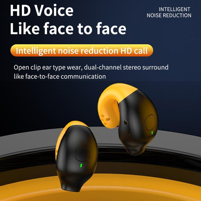 Wireless Ear Clip Bluetooth Headset With Led Display - Noise Reduction