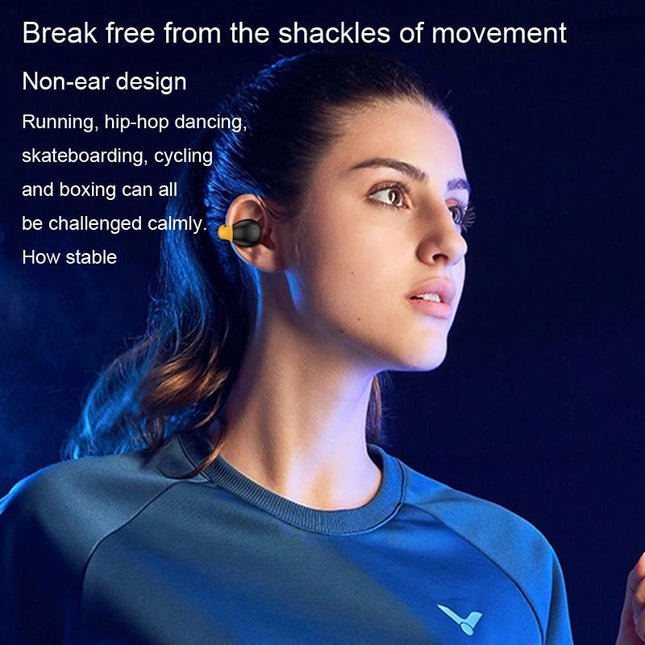 Wireless Ear Clip Bluetooth Headset With Led Display - Noise Reduction