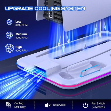 Multi-Functional Cooling Base For Ps5 / Psvr2 Controller With Rgb Lights - White