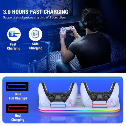 Multi-Functional Cooling Base For Ps5 / Psvr2 Controller With Rgb Lights - White