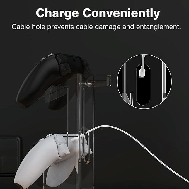 Black Acrylic Game Controller Display Stand With Headphone Hanger