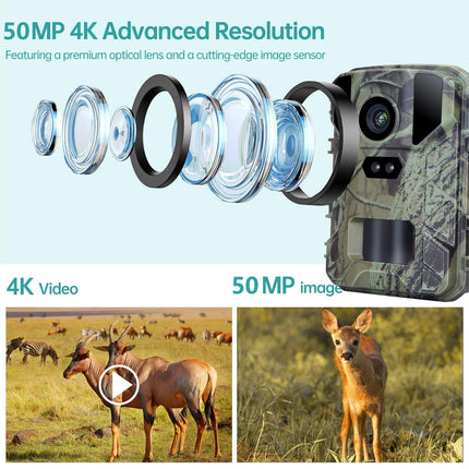 50Mp / 4K Mini Wildlife Hunting Camera With Night Vision