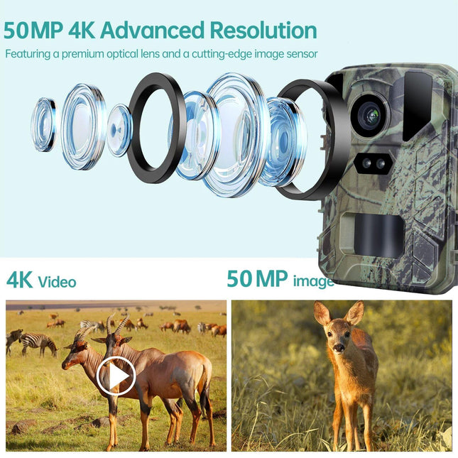50Mp / 4K Mini Wildlife Hunting Camera With Night Vision