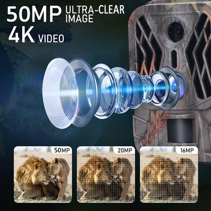 50Mp 4K Dual Lens Infrared Hunting Camera For Outdoor Rainfall And Fog