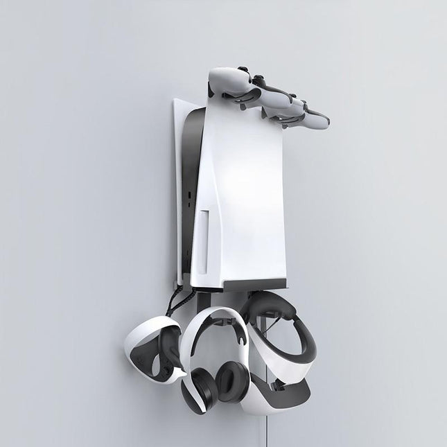 Wall-Mounted Bracket For Ps5 Console With Controller Vr Glasses And Headphone Storage - Black