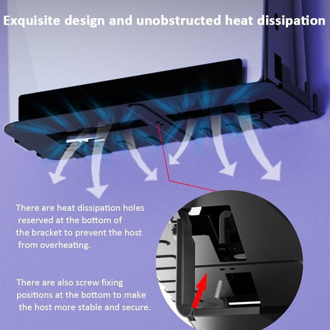 Wall-Mounted Bracket For Ps5 Console With Controller Vr Glasses And Headphone Storage - Black