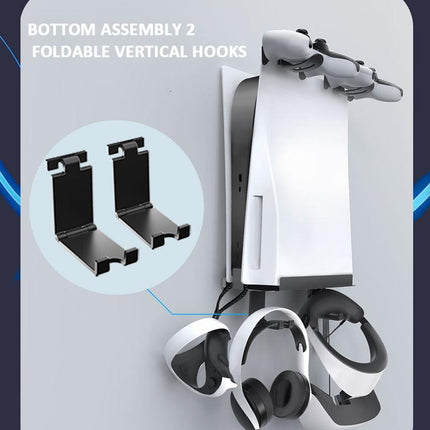 Wall-Mounted Bracket For Ps5 Console With Controller Vr Glasses And Headphone Storage - Black