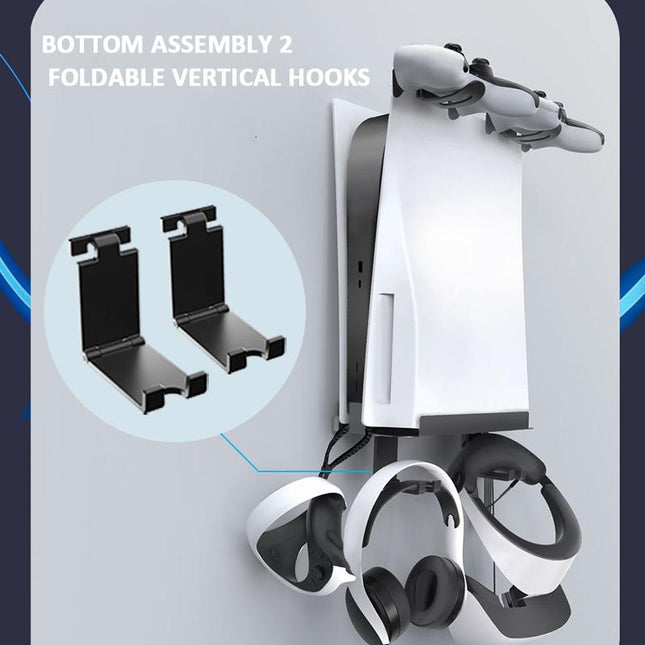 Wall-Mounted Bracket For Ps5 Console With Controller Vr Glasses And Headphone Storage - Black