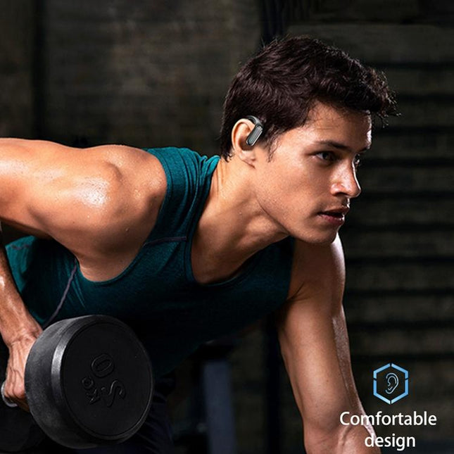 Waterproof Wireless Bluetooth Earphones With Led Display - Black