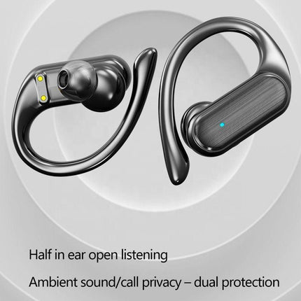 Waterproof Wireless Bluetooth Earphones With Led Display - Black