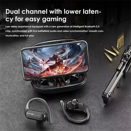 Waterproof Wireless Bluetooth Earphones With Led Display - Black