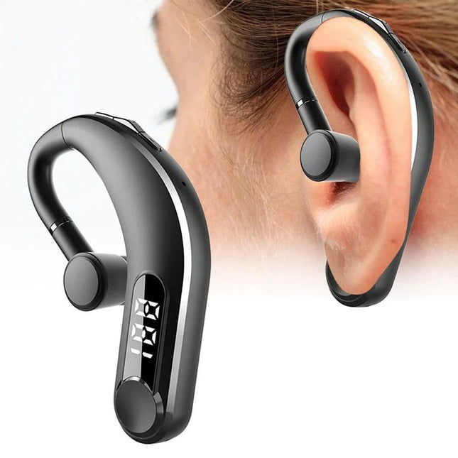 Waterproof Bluetooth Earphones With Led Display - Black