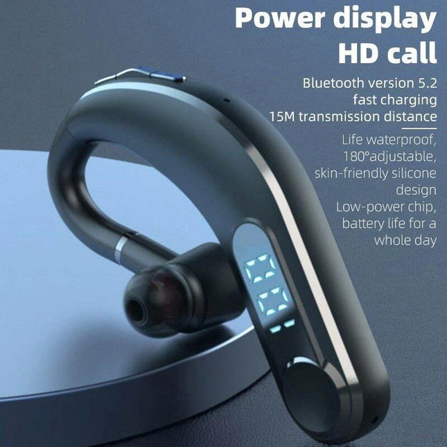 Waterproof Bluetooth Earphones With Led Display - Black