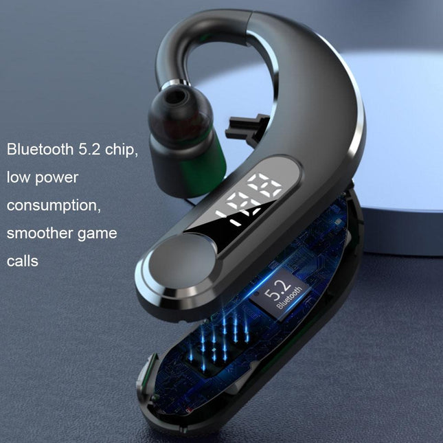 Waterproof Bluetooth Earphones With Led Display - Black