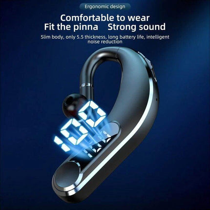 Waterproof Bluetooth Earphones With Led Display - Black
