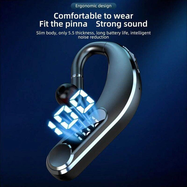 Waterproof Bluetooth Earphones With Led Display - Black