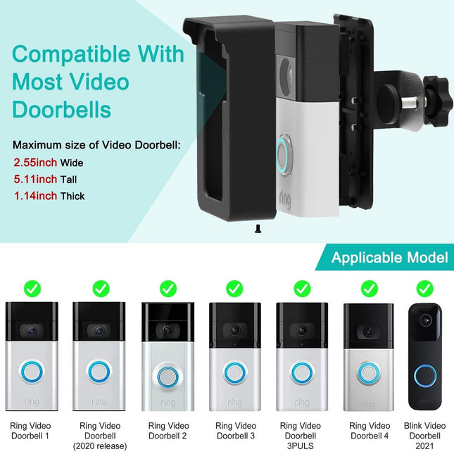 Universal Anti-Theft Overhead Bracket For Blink / Google Ring Doorbell - Adjustable