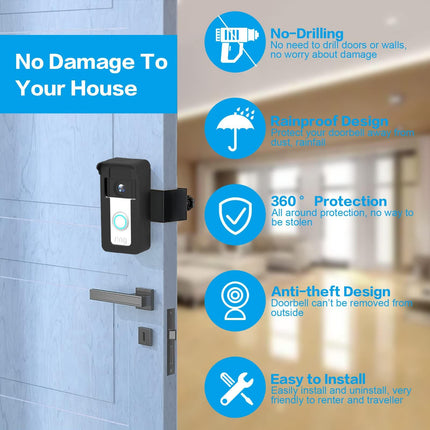 Universal Anti-Theft Overhead Bracket For Blink / Google Ring Doorbell - Adjustable