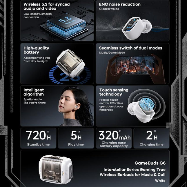 Wireless Gaming Earbuds With Noise Reduction - Ivory White