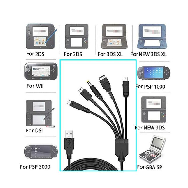 Universal 5-In-1 Usb Charger For Wii U 3Ds Nds Psp