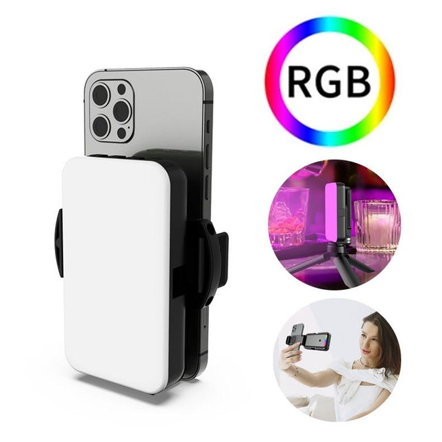 Foldable Rgb Fill Light With Phone Clip & Cold Shoe Interface