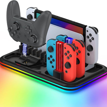 Rgb Light Charging Dock For Switch Oled - Compact