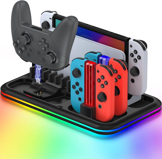 Rgb Light Charging Dock For Switch Oled - Compact