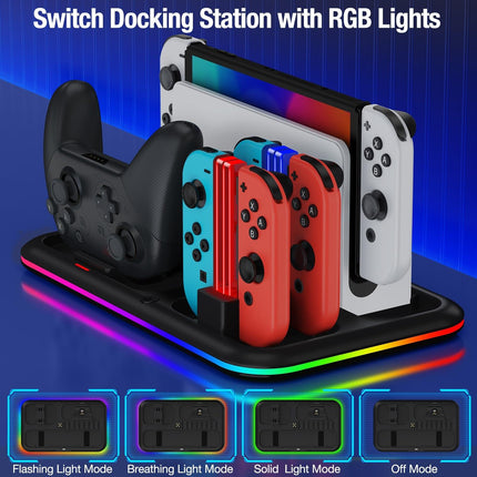 Rgb Light Charging Dock For Switch Oled - Compact