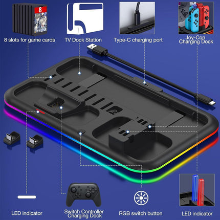 Rgb Light Charging Dock For Switch Oled - Compact