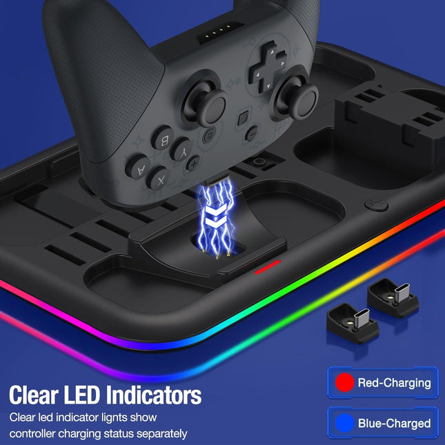 Rgb Light Charging Dock For Switch Oled - Compact