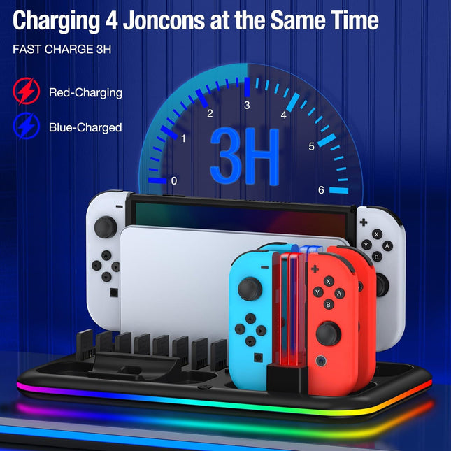 Rgb Light Charging Dock For Switch Oled - Compact