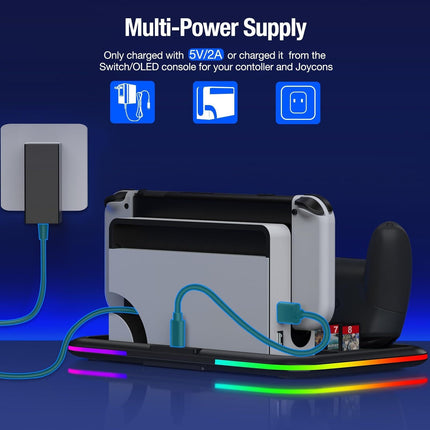 Rgb Light Charging Dock For Switch Oled - Compact