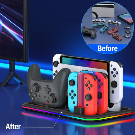 Rgb Light Charging Dock For Switch Oled - Compact